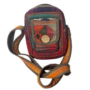 Artisan Woven Kilim Bag Multi Color Crossbody Adjustable Strap